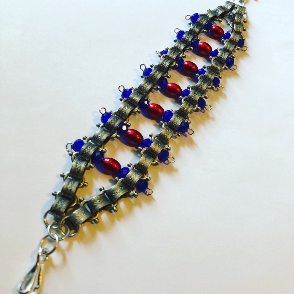 Americana ladder style bracelet red with blue
